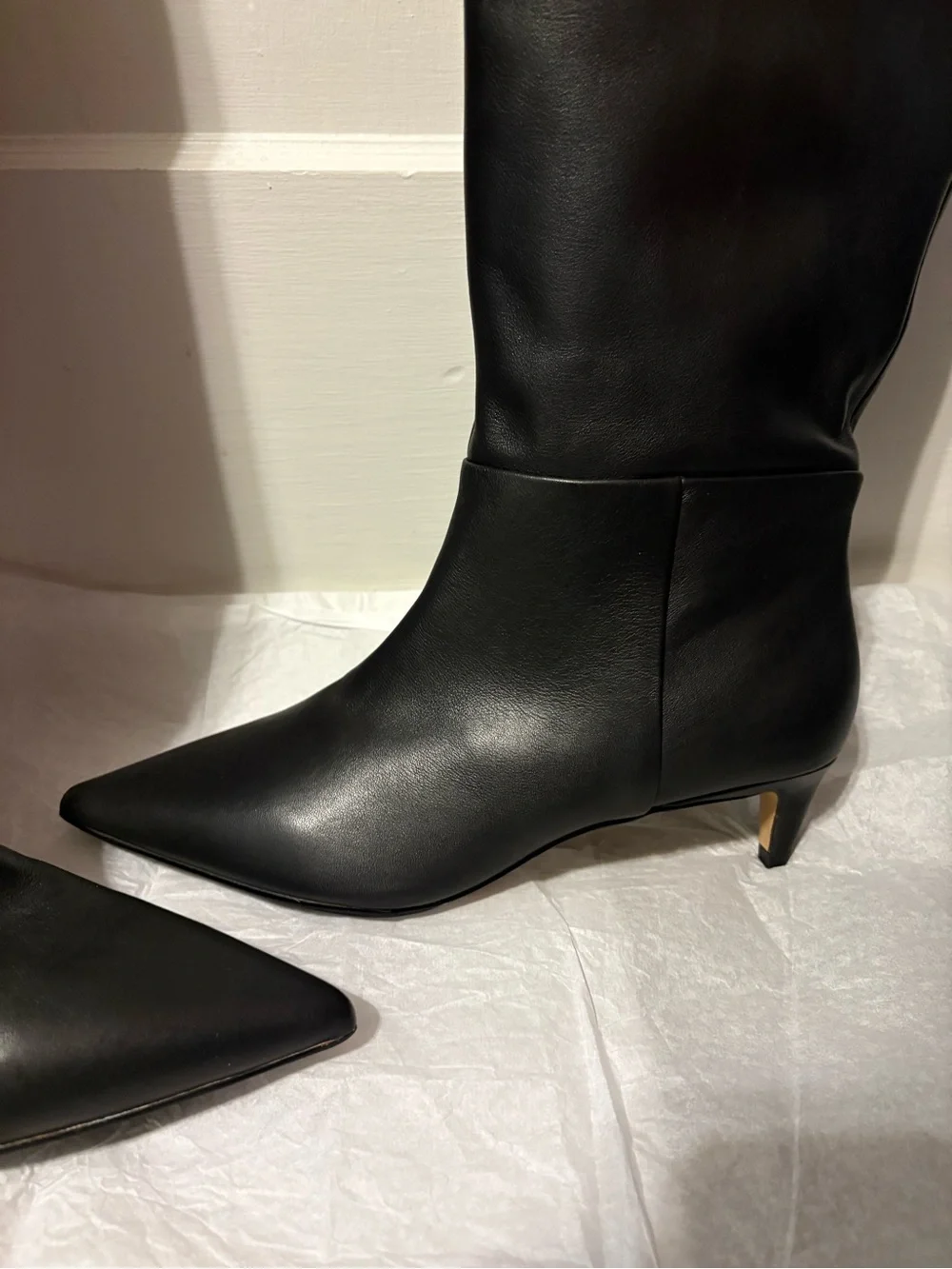 Vince Camuto wide calf, kitten heel leather boots